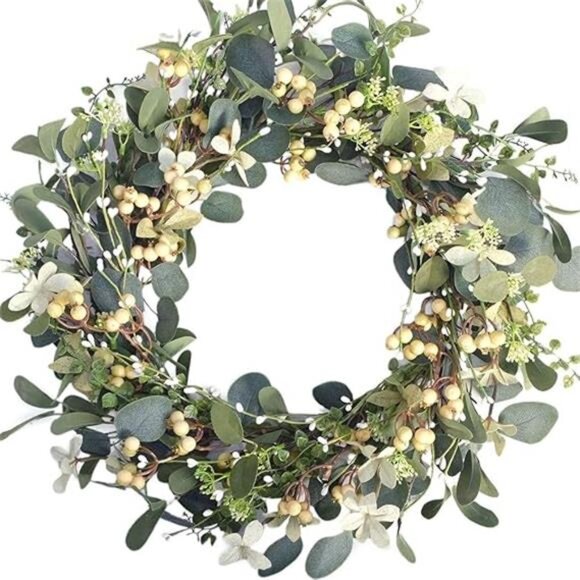 Artificial Green Leaf Eucalyptus Wreath,Berry Wreath for Spring,Summer\ - Picture 7 of 7